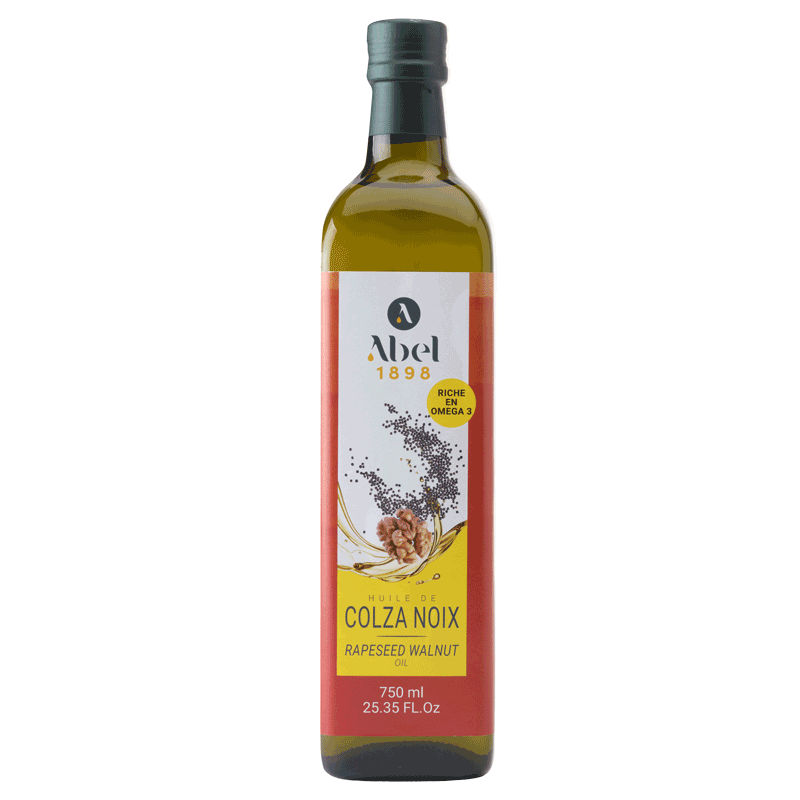 huile de colza noix Abel 1898 bouteille verre 750 ml